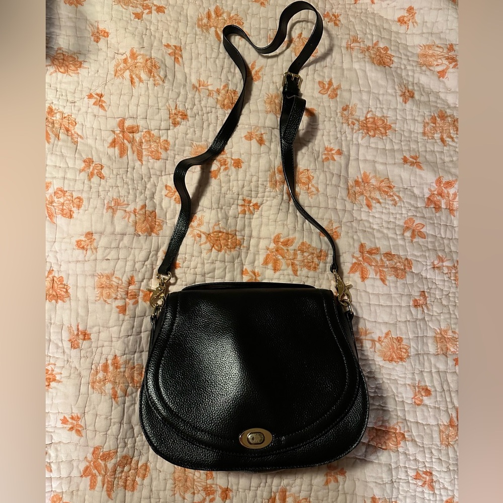 Anthropologie Black Leather Shoulder Bag Crossbody or Handle
